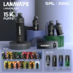 LANA 15000口 旗艦款拋棄式電子煙 (LANA BLAST 15K) 15mL大容量 智能雙顯螢幕 Advanced Mesh網芯 Type-C快充（15款特調口味）｜寒霜葡萄
